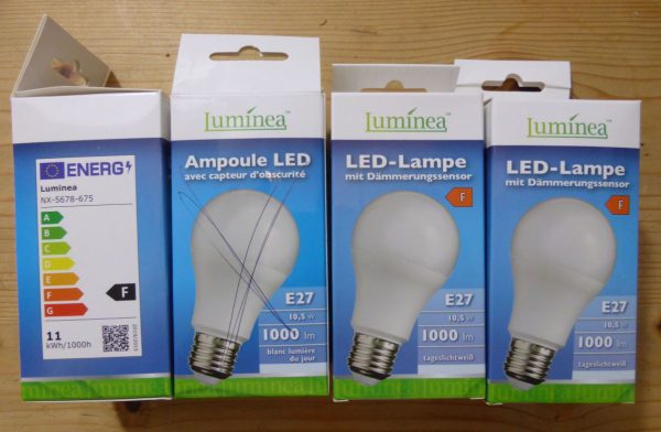 LED-Lampe Luminea mit Dämmerungssensor, 1000 lm